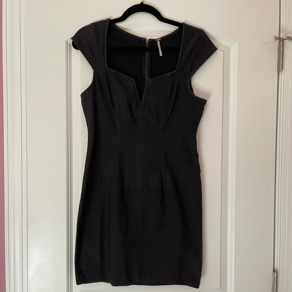 Free People black washed denim dress